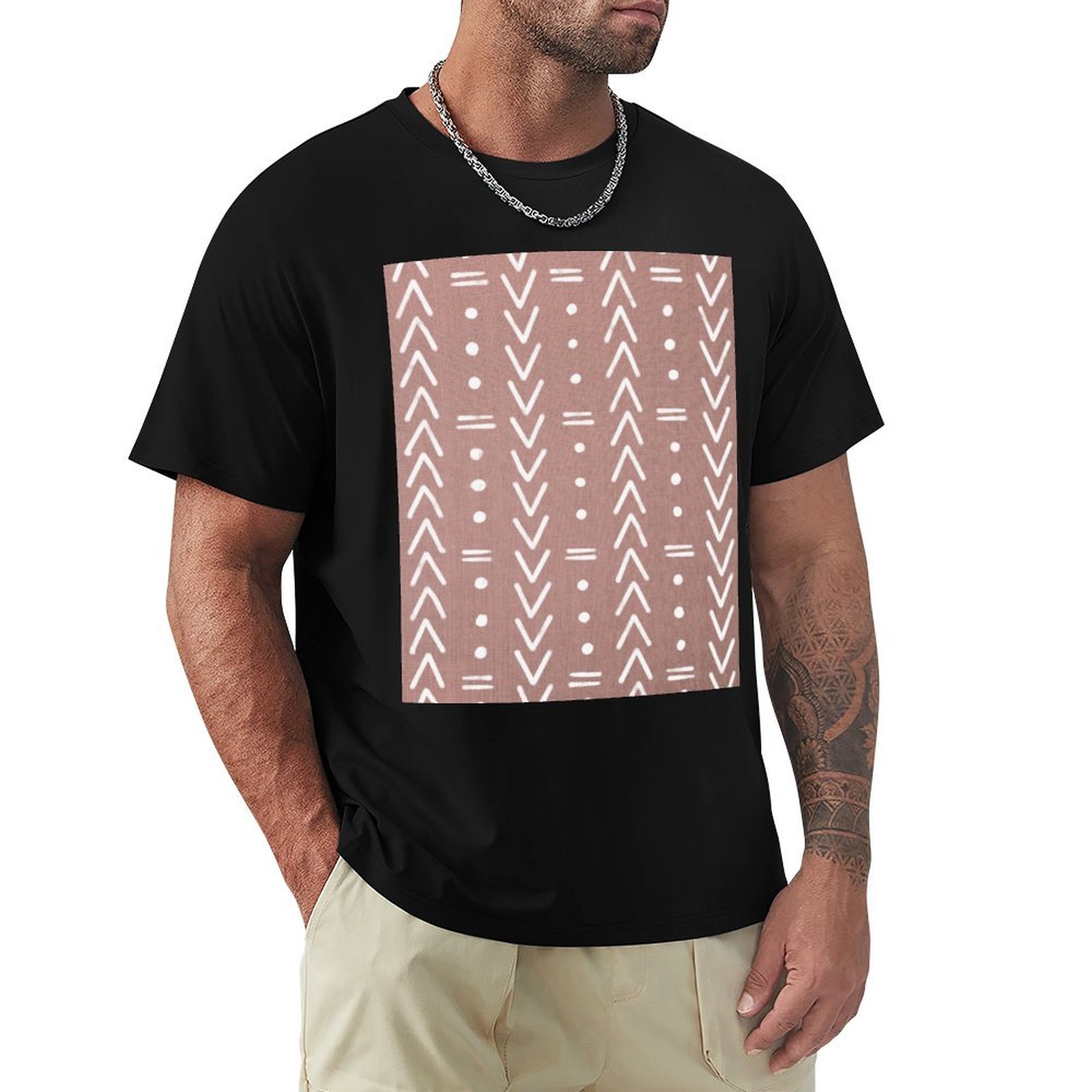 Mudcloth Print Top - T-shirt léger de sport Mudcloth avec