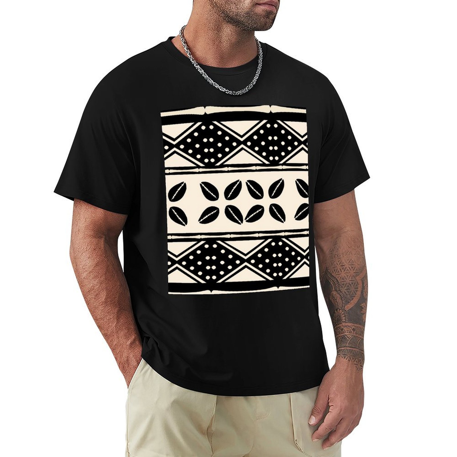 Mudcloth Print Top - T-shirt à motif abstrait africain en