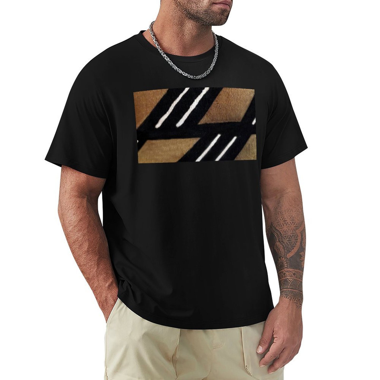 Mudcloth Print Top - T-shirt décontracté à manches courtes en