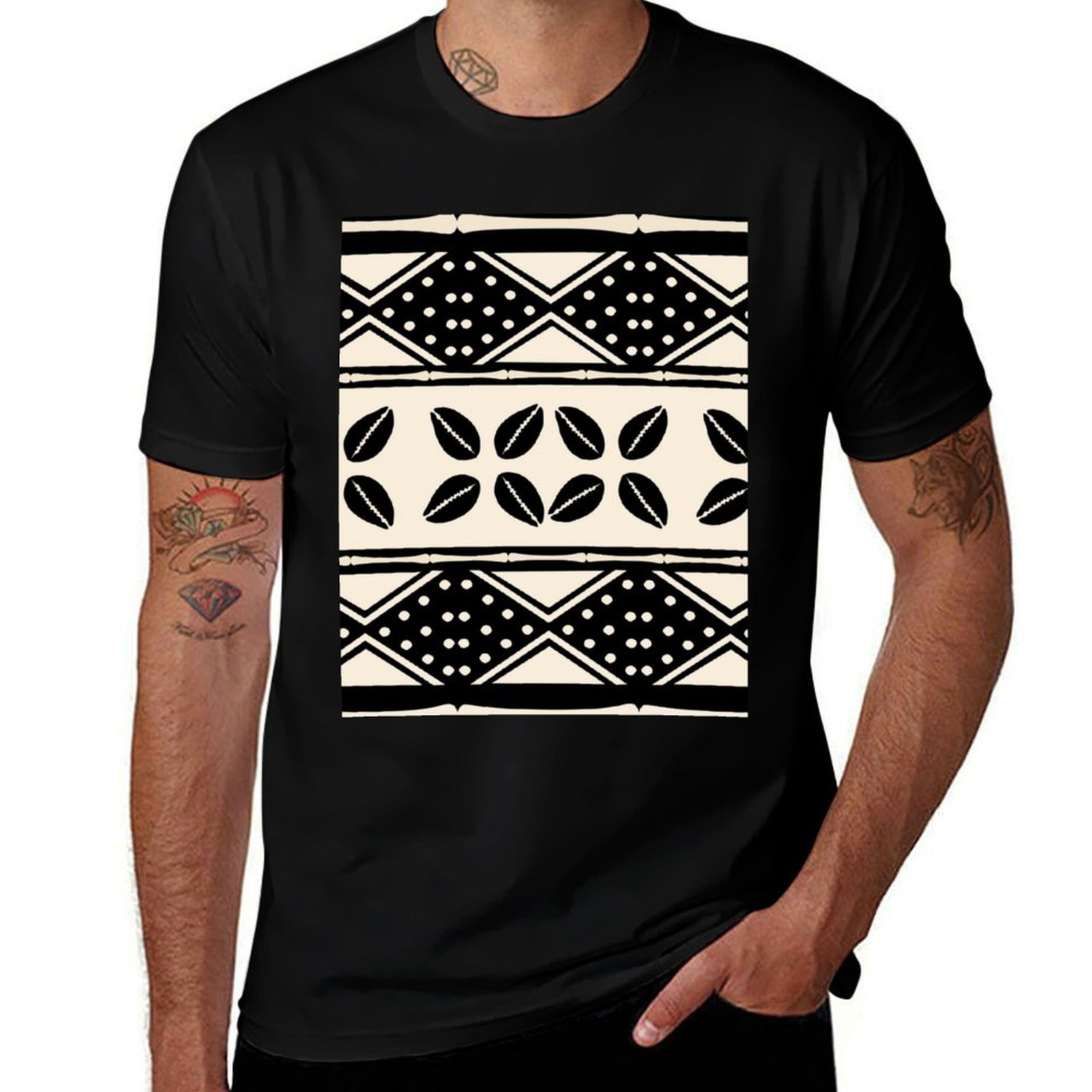 Mudcloth Print Top - T-shirt à motif abstrait africain en