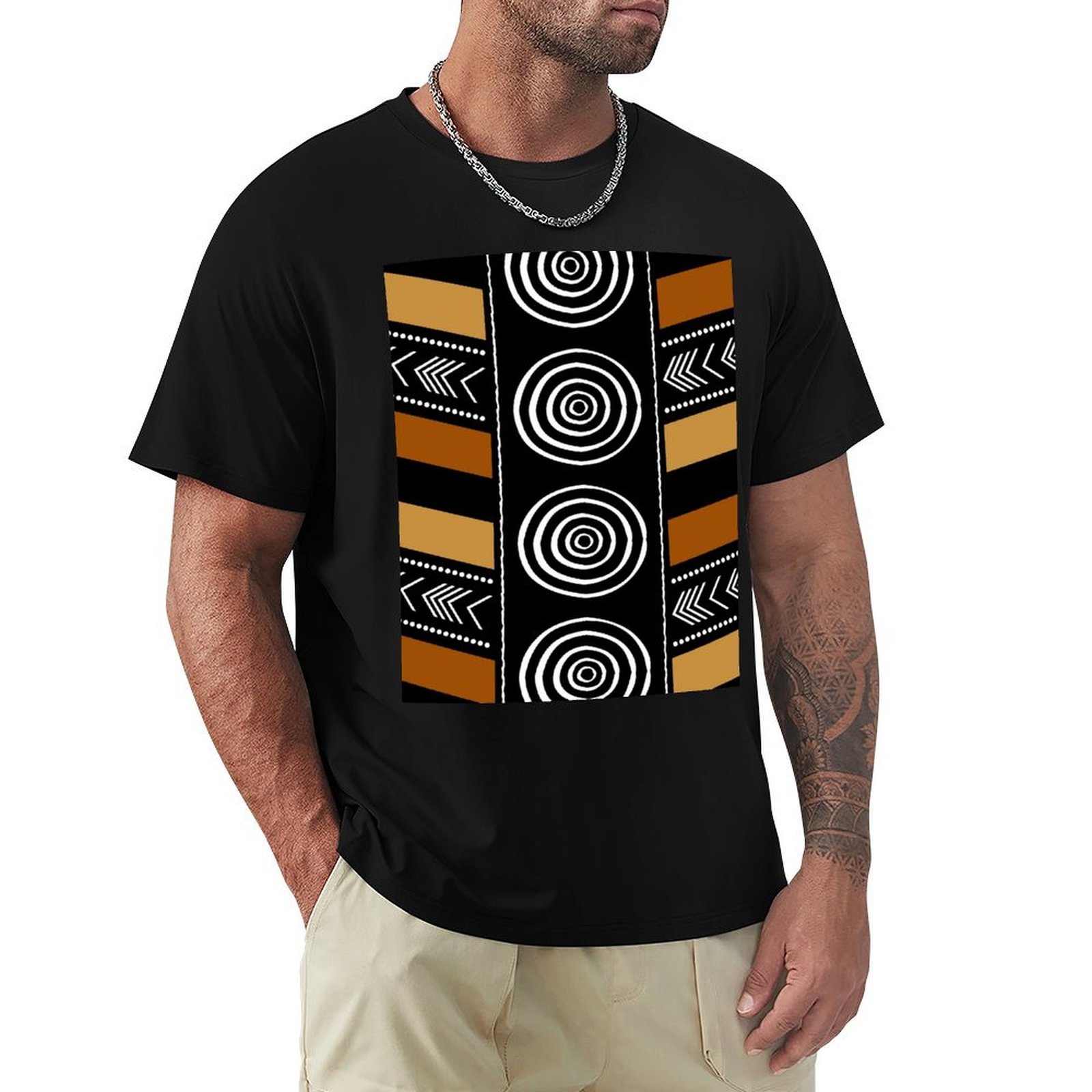 Mudcloth Print Top - T-shirt décontracté à motif artistique en