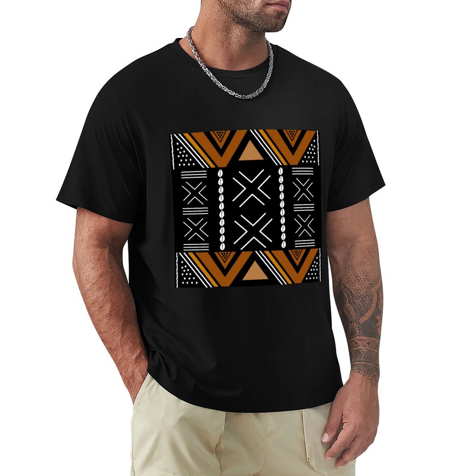 Mudcloth Print Top - T-shirt décontracté à manches courtes grande