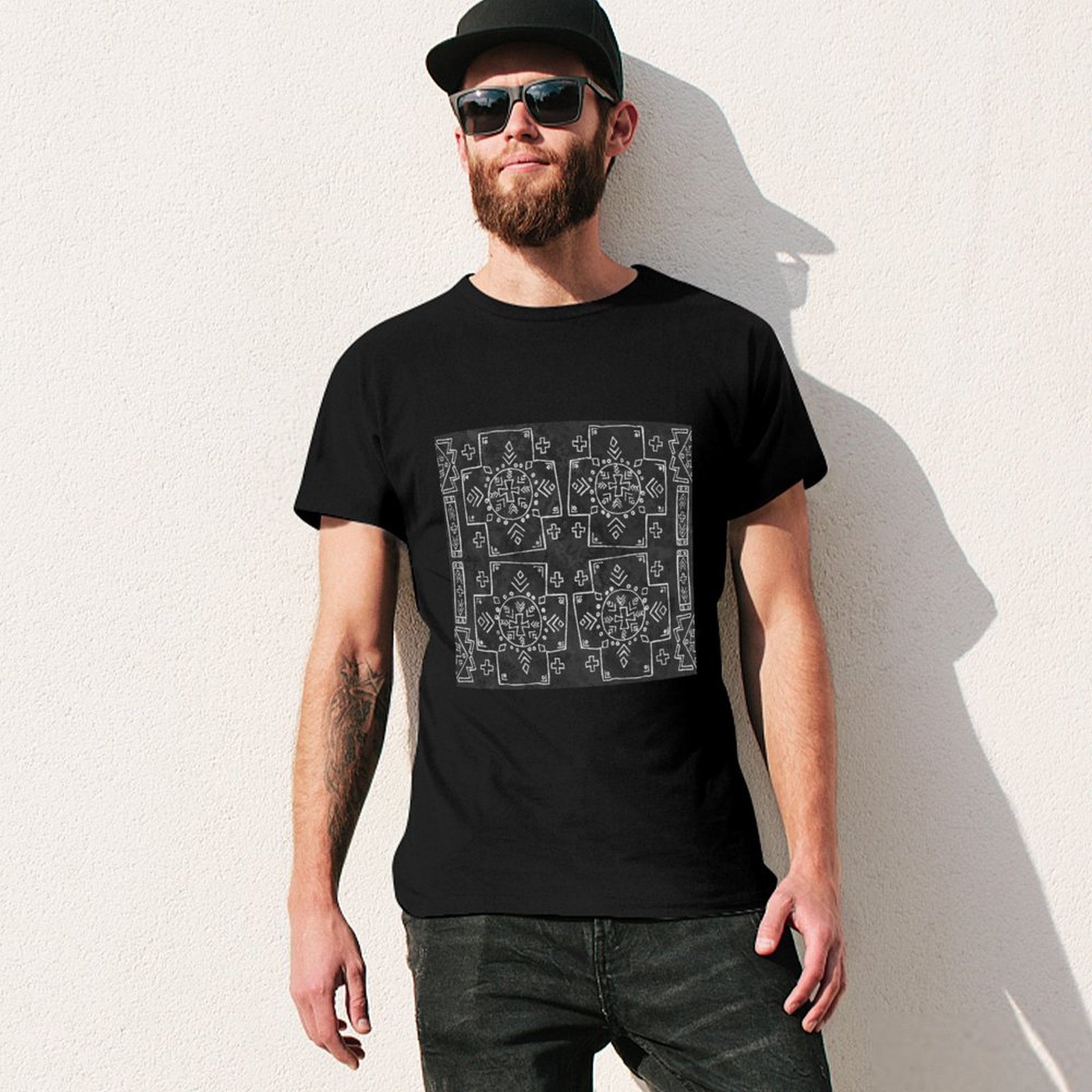T-shirt noir à manches courtes - Mudcloth Print Top avis et prix