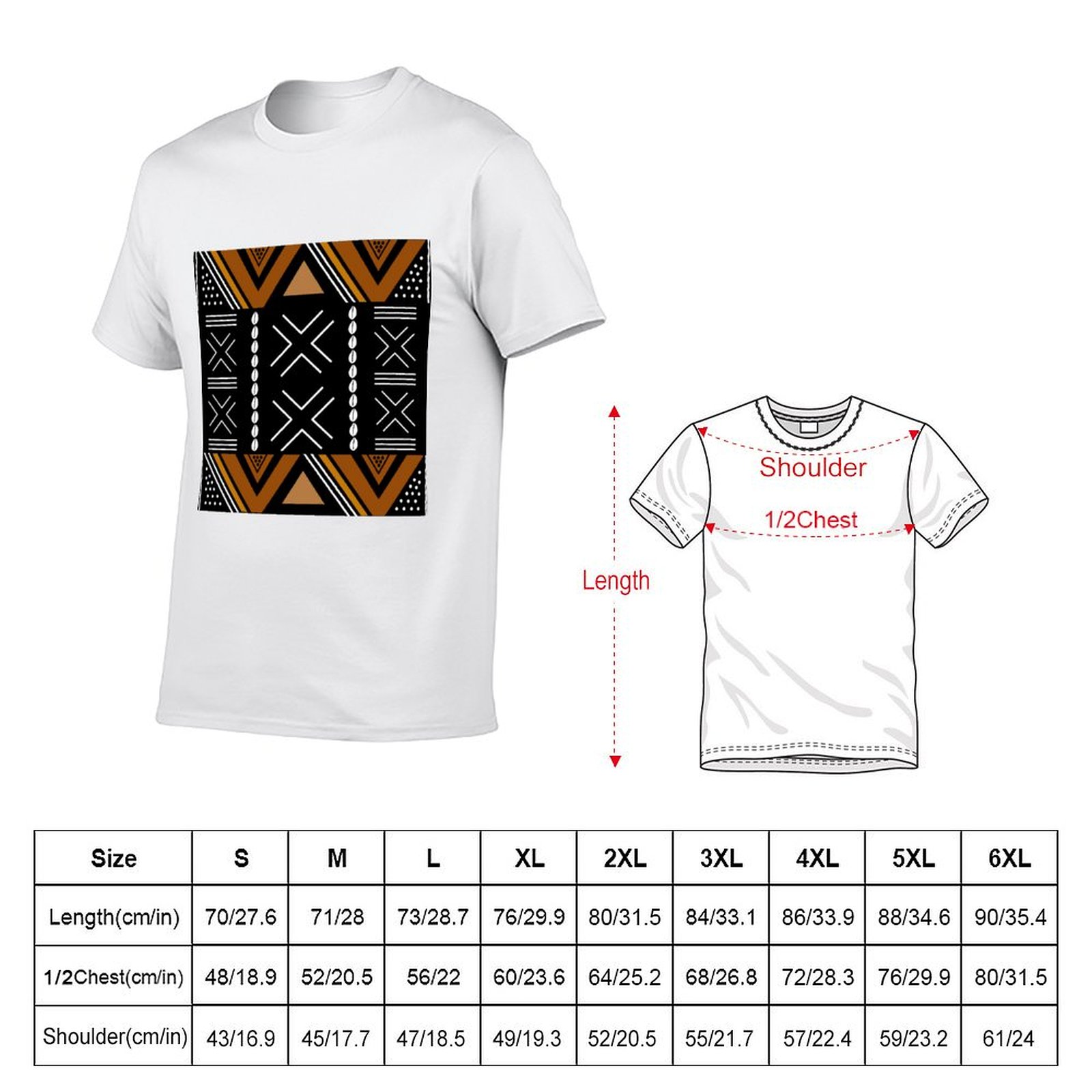 T-shirt décontracté à manches  - Mudcloth Print Top avis et prix