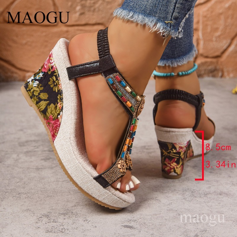 Sandales compensées bohèmes à  - Ethnic Fashion For Women avis et prix