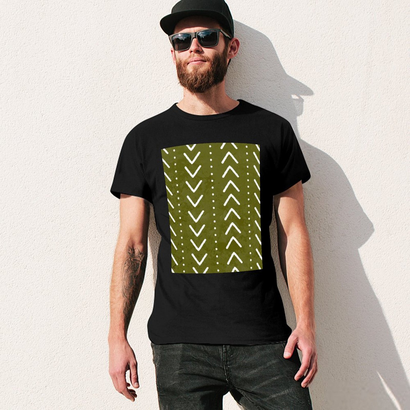 T-shirt vert olive à motif flè - Mudcloth Print Top avis et prix