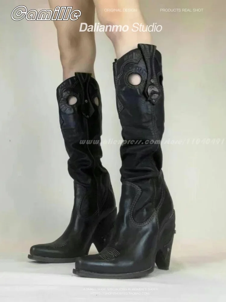 Bottes en cuir plissées All-Ma - Ethnic Fashion For Women avis et prix