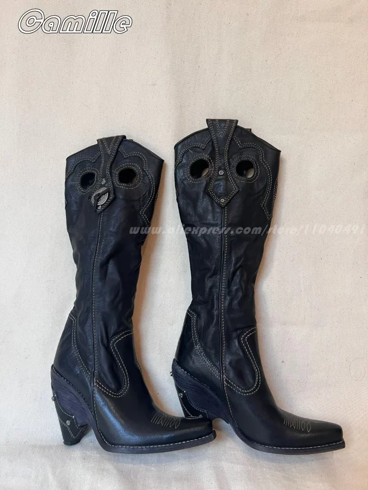 Bottes en cuir plissées All-Ma - Ethnic Fashion For Women avis et prix
