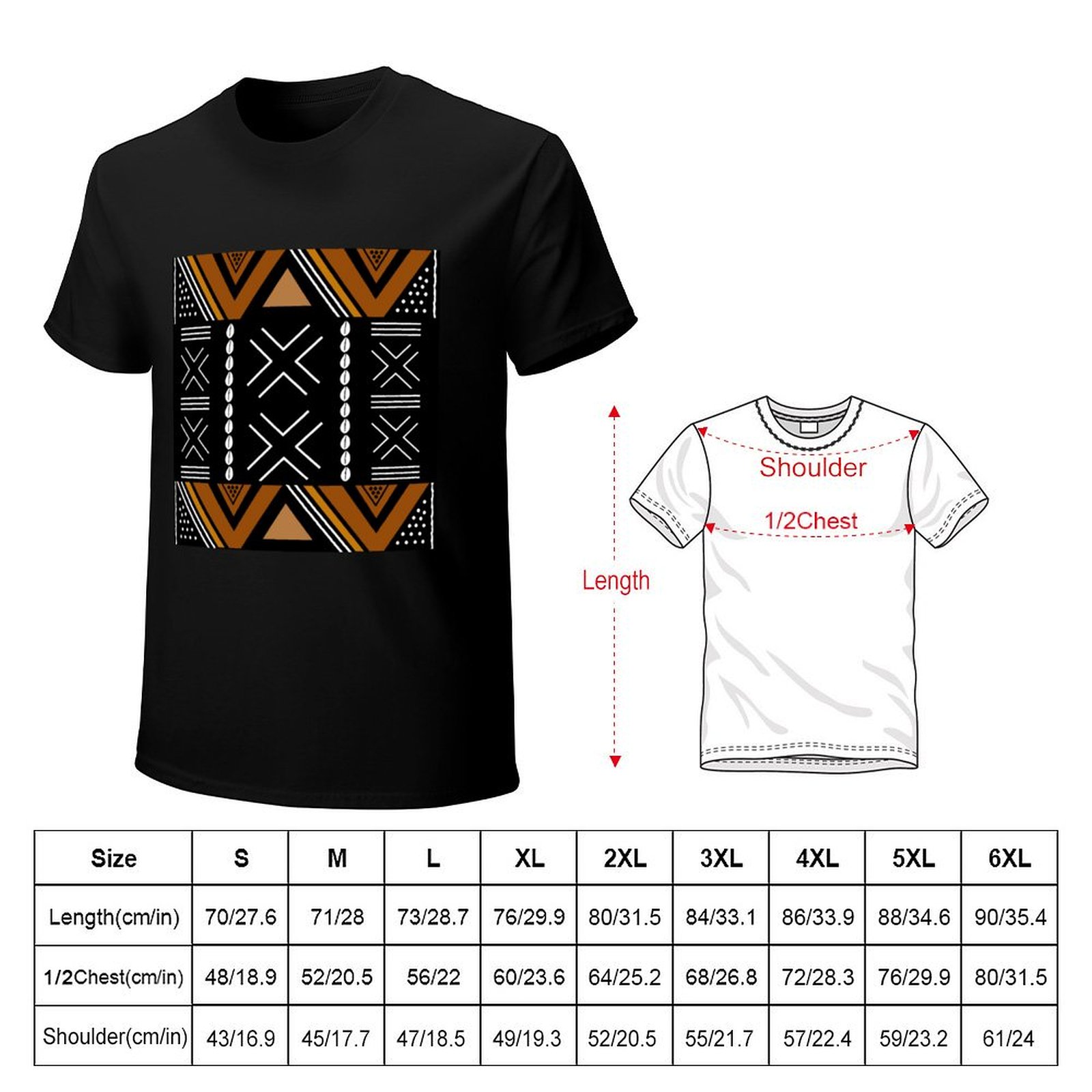 T-shirt décontracté à manches  - Mudcloth Print Top avis et prix