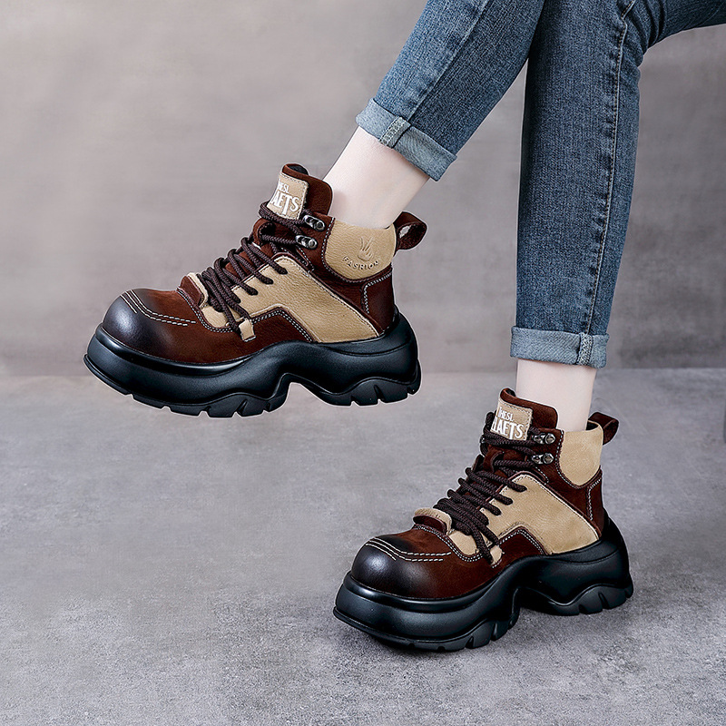 Bottines compensées en cuir vé - Ethnic Fashion For Women avis et prix