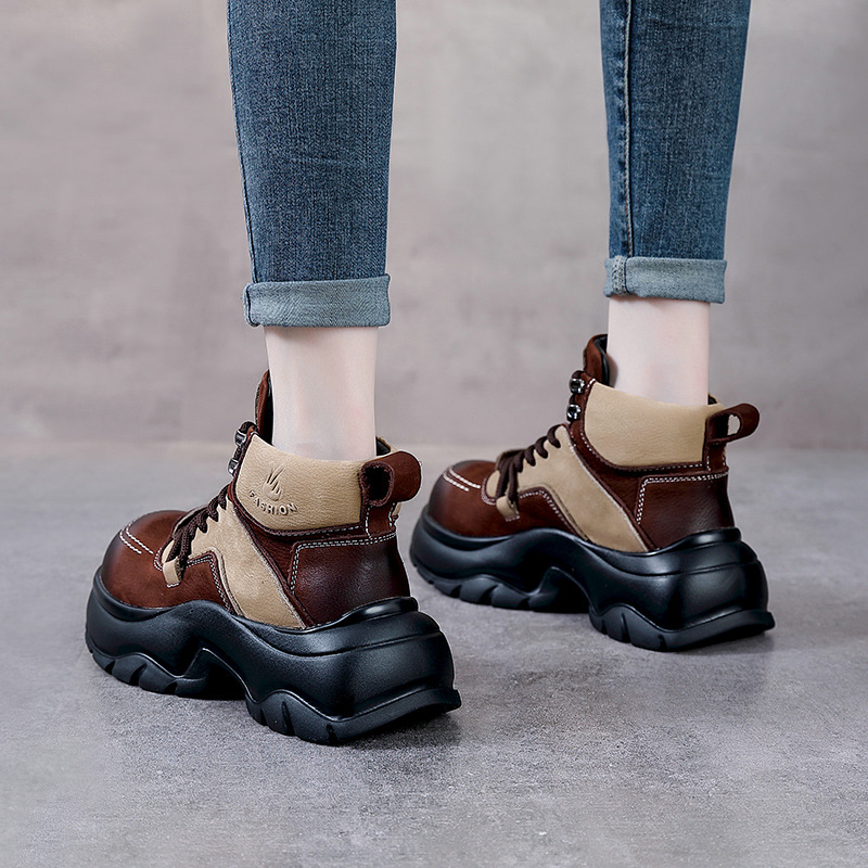 Bottines compensées en cuir vé - Ethnic Fashion For Women avis et prix